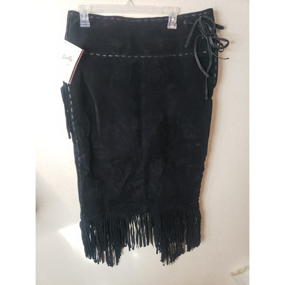 Scully Leather Womens Long Suede Fringe Skirt Black Size XL Western Country - Picture 9 of 13